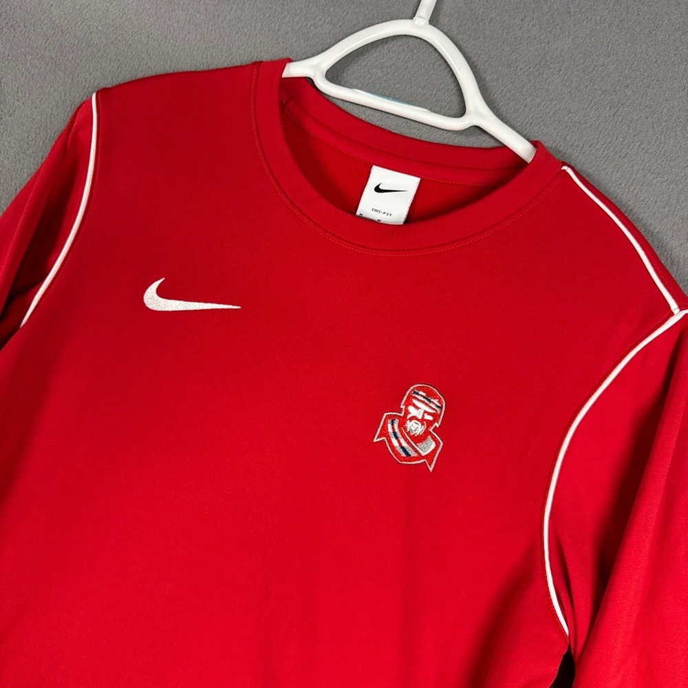 Nike Dri-FIT Training Top Mens Medium Red Athletic Long Sleeve Embroidered Sport
